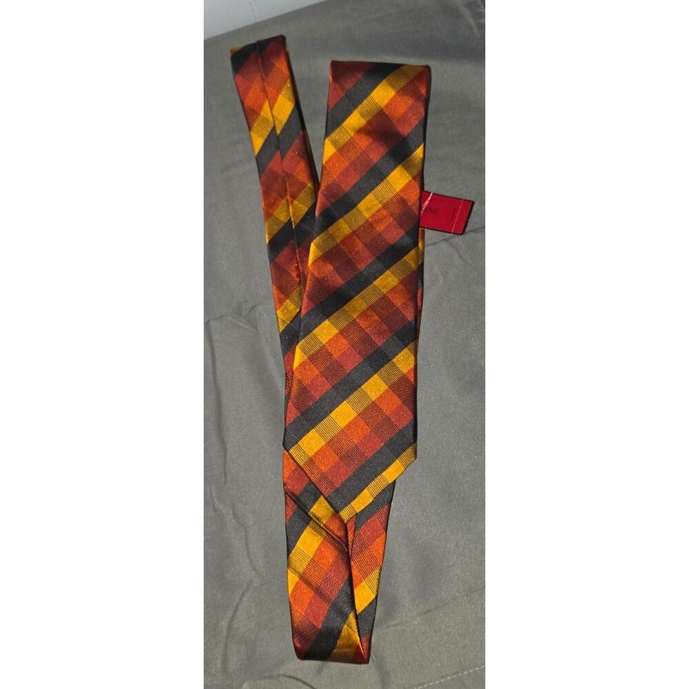 Alfani Tie Fall Orange Yellow One Size Charcoal/Multi 60" New with Tags $49.50